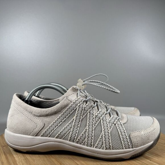 S Dansko Honor Sneakers Grey Suede Elastic Laces Women’s Size EU 37 US 6.5-7 - Picture 1 of 8